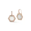 BELL 18K DIAMOND, AND ROCK CRYSTAL HEXAGON DROP EARRINGS