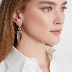 BELL 18K DIAMOND, AND ROCK CRYSTAL PEAR SHAPE EARRINGS