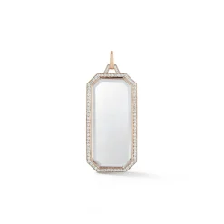 BELL 18K DIAMOND ROCK CRYSTAL RECTANGULAR TABLET CHARM