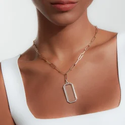 BELL 18K DIAMOND ROCK CRYSTAL RECTANGULAR TABLET CHARM