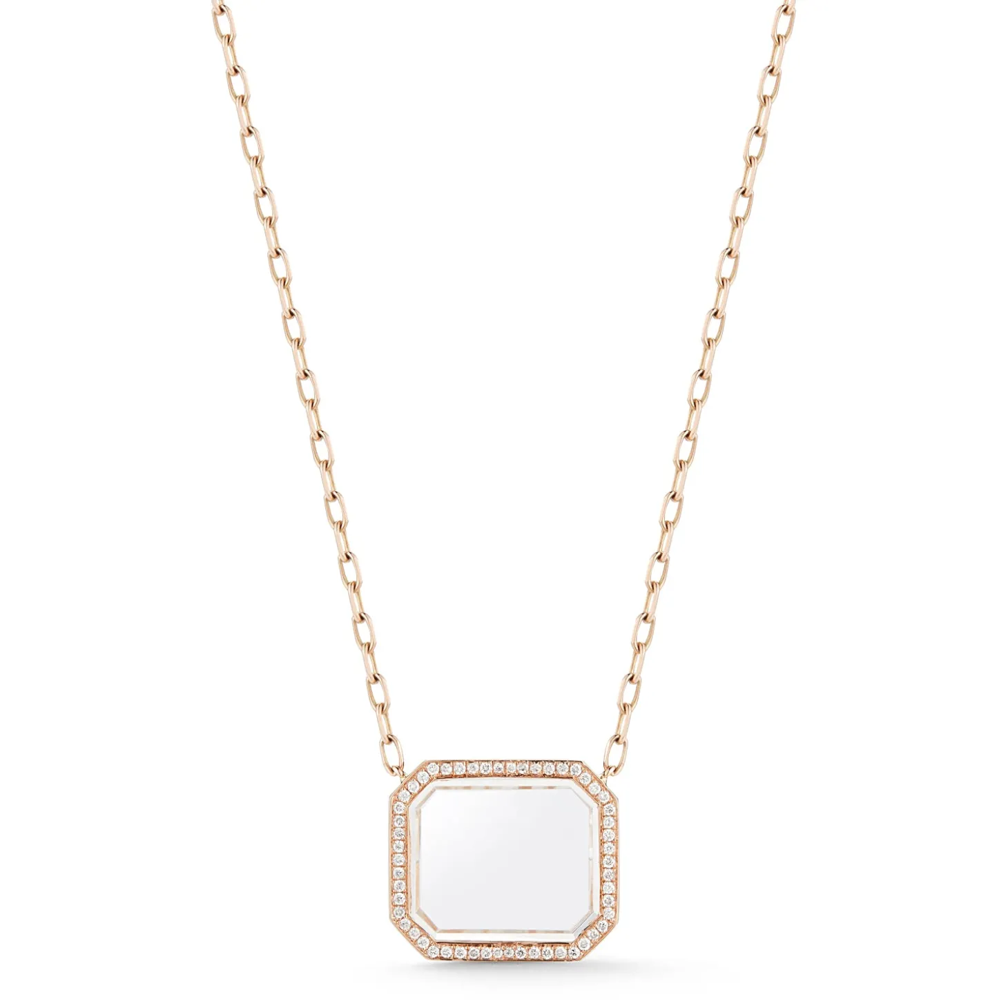 BELL 18K DIAMOND u0026 ROCK CRYSTAL RECTANGULAR PENDANT