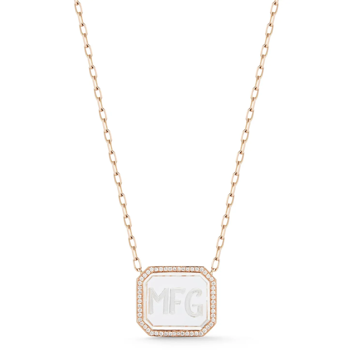 BELL 18K DIAMOND u0026 ROCK CRYSTAL RECTANGULAR PENDANT