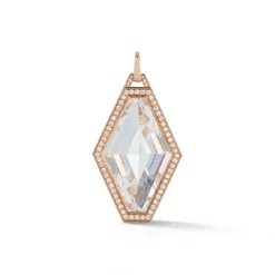 BELL 18K GOLD, DIAMOND AND ROCK CRYSTAL HEXAGON CHARM
