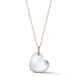 BELL 18K GOLD, DIAMOND AND ROCK CRYSTAL MINI HEART CHARM