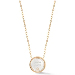BELL 18K GOLD, DIAMOND u0026 ROCK CRYSTAL ZODIAC NECKLACE