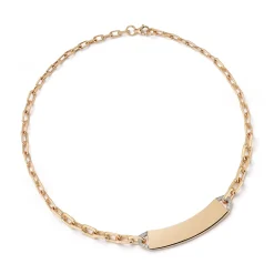 CARRINGTON 18K GOLD AND DIAMOND OFF CENTERED ID BAR NECKLACE