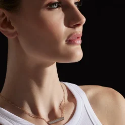 CARRINGTON 18K GOLD AND DIAMOND EAST-WEST ID BAR PENDANT