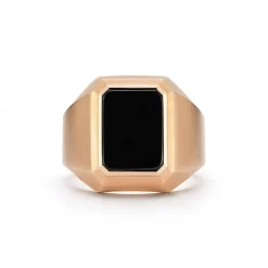 CARRINGTON 18K ROSE GOLD AND BLACK SPINEL RECTANGULAR SIGNET RING