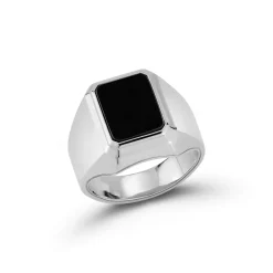 CARRINGTON STERLING SILVER AND BLACK SPINEL RECTANGULAR SIGNET RING