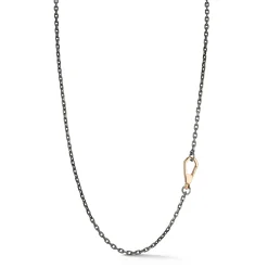 CARRINGTON STERLING SILVER, BLACK RHODIUM CABLE CHAIN NECKLACE WITH 18K CLASP