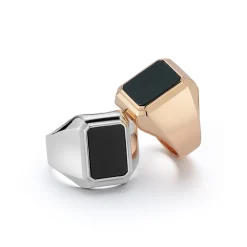 CARRINGTON STERLING SILVER AND BLACK SPINEL RECTANGULAR SIGNET RING