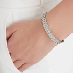 CII PLATINUM ALL DIAMOND FLUTED BANGLE BRACELET
