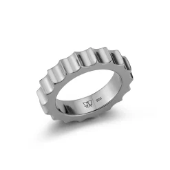 CII STERLING SILVER AND BLACK RHODIUM JUMBO FLUTED BAND RING