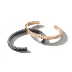 CII STERLING SILVER AND BLACK RHODIUM JUMBO FLUTED CUFF BRACELET
