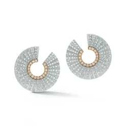 CLIVE 18K ALL DIAMOND FRONT FACING HOOP EARRINGS