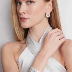 CLIVE 18K ALL DIAMOND FRONT FACING HOOP EARRINGS