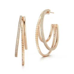 CLIVE 18K AND DIAMOND TRIPLE HOOP EARRINGS