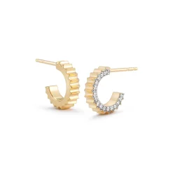 CLIVE 18K DIAMOND FLUTED HUGGIE