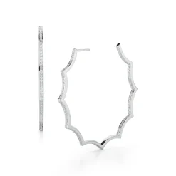 CLIVE 18K DIAMOND SCALLOPED HOOP EARRING