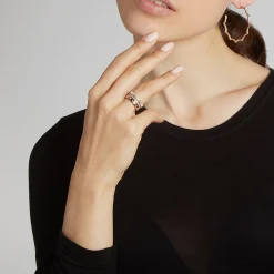 CLIVE 18K DIAMOND SCALLOPED HOOP EARRING