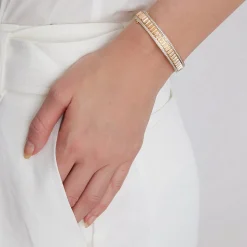 CLIVE 18K GOLD AND DIAMOND EDGE FLUTED CUFF BANGLE