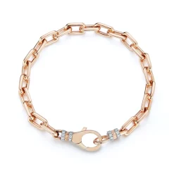 CLIVE 18K GOLD CHAIN LINK BRACELET WITH DIAMOND LOBSTER CLASP