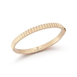CLIVE 18K GOLD FLUTED BANGLE BRACELET WITH ORIGAMI PUSH CLOSURE