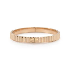 CLIVE 18K GOLD FLUTED BANGLE BRACELET WITH ORIGAMI PUSH CLOSURE