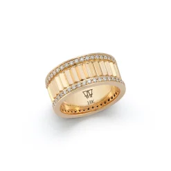 CLIVE 18K GOLD u0026 DIAMOND 10MM FLUTED BAND RING