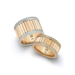 CLIVE 18K TWO TONE DIAMOND FLUTED BAND RING