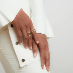 CLIVE 18K TWO TONE DIAMOND FLUTED BAND RING