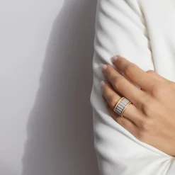 CLIVE TWO TONE ALL DIAMOND 12MM WIDE FLUTED BAND RING