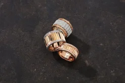 CLIVE TWO TONE ALL DIAMOND 12MM WIDE FLUTED BAND RING