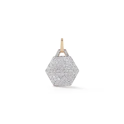 DORA 18K GOLD ALL DIAMOND SMALL HEXAGON CHARM