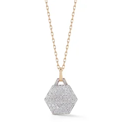 DORA 18K GOLD ALL DIAMOND SMALL HEXAGON CHARM