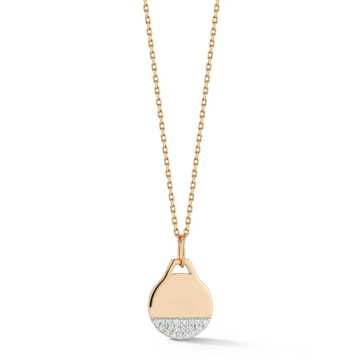 DORA 18K GOLD AND 1/3 DIAMOND BOTTOM SMALL DISC CHARM