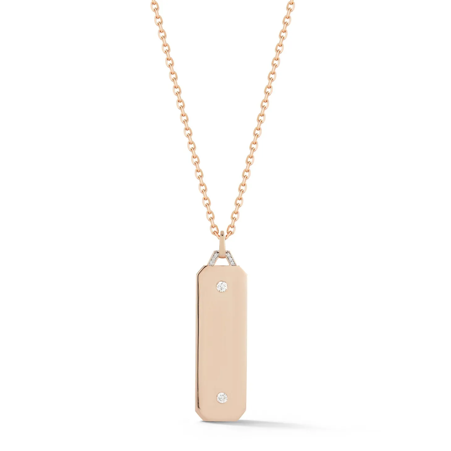 DORA 18K GOLD AND DIAMOND LARGE 1.5" L RECTANGULAR TABLET CHARM WITH 2 RBC STONES