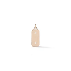 DORA 18K GOLD AND DIAMOND SMALL 1" L RECTANGULAR TABLET CHARM WITH 2 RBC STONES