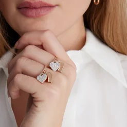 DORA 18K GOLD u0026 DIAMOND MINI HEART CHARM RING