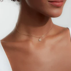 DORA 18K MINI CLOVER WITH ONE DIAMOND LEAF