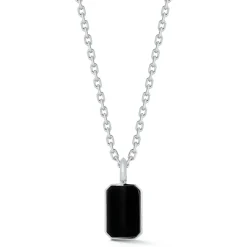 DORA STERLING SILVER AND BLACK SPINEL TABLET PENDANT