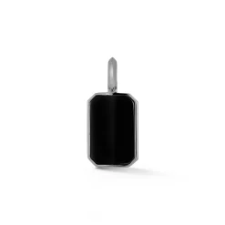 DORA STERLING SILVER, BLACK RHODIUM AND BLACK SPINEL TABLET PENDANT