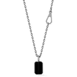 DORA STERLING SILVER, BLACK RHODIUM AND BLACK SPINEL TABLET PENDANT