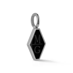 DORA STERLING SILVER, BLACK RHODIUM AND BLACK SPINEL ORIGAMI PENDANT
