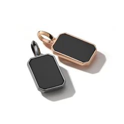 DORA STERLING SILVER, BLACK RHODIUM AND BLACK SPINEL TABLET PENDANT