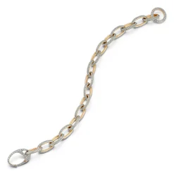 GARNETT 18K GOLD ALL DIAMOND CHAIN LINK BRACELET WITH DIAMOND OVAL CLASP
