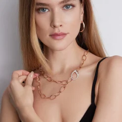 GARNETT 18K GOLD AND DIAMOND LARGE OVAL LINK NECKLACE