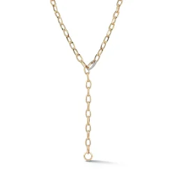 GARNETT 18K GOLD AND DIAMOND SMALL OVAL LINK NECKLACE