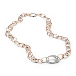 GARNETT 18K GOLD AND DIAMOND LARGE OVAL LINK NECKLACE