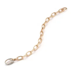 GARNETT 18K GOLD CHAIN LINK BRACELET WITH DIAMOND OVAL CLASP